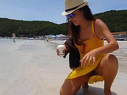 6 min - Dress panties public beach