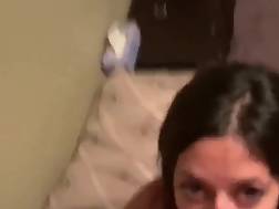 3 min - Brunette chokes huge cock