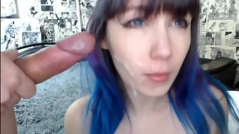 horny girlie sperm face