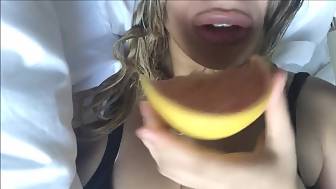 sensually sucking slurping eating