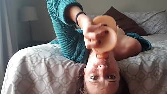 extreme dildo gaging facefuck