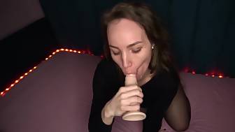 skinny mom blowjob dildo