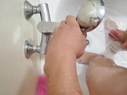 4 min - Masturbates penis shower