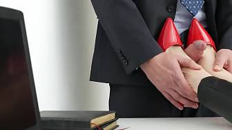 footjob office guy cum