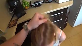 blond mom drilled kitchen