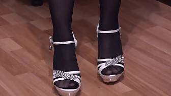 foot masturbation blackhaired stockings