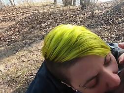 6 min - Outdoor sucks cum throat