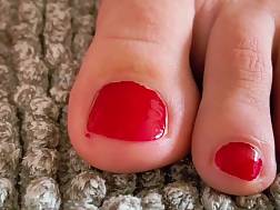 Amazing homemade red nails, closeup, pussy cream sex clip