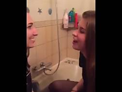 16 min - Two lesbians bathroom kissing