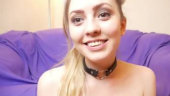 lighthaired girl adores big