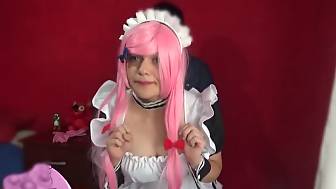 submissive maid cosplay spanked