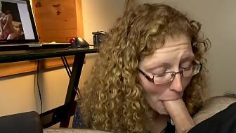 hubby cums natural redhead