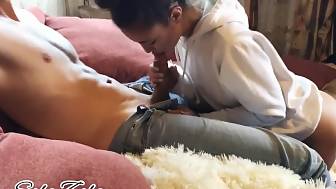 sexual young babe swallows