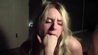 chick gags herself fingers