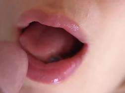 6 min - Tongue jizz mouth close