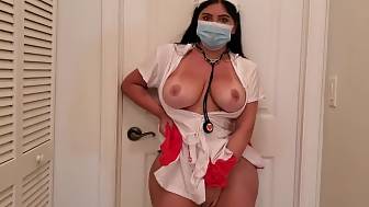 busty bimbo nurse helps