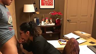 office whore finishes mouth